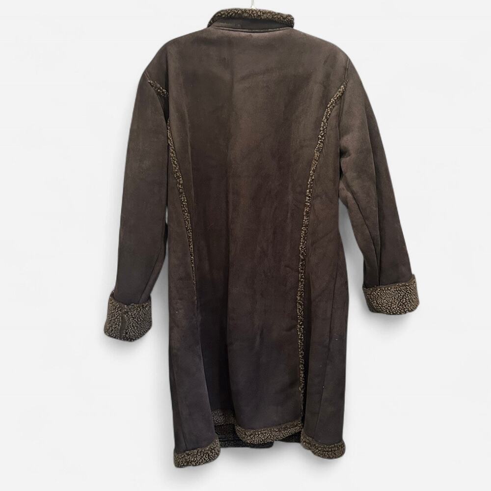 L.L. Bean Chocolate Brown Faux Suede and Shearling Coat NWOT - Picture 7 of 10